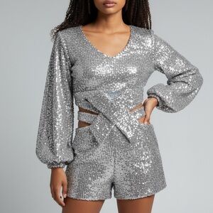 Fashion Nova Glittering Silver Ensemble